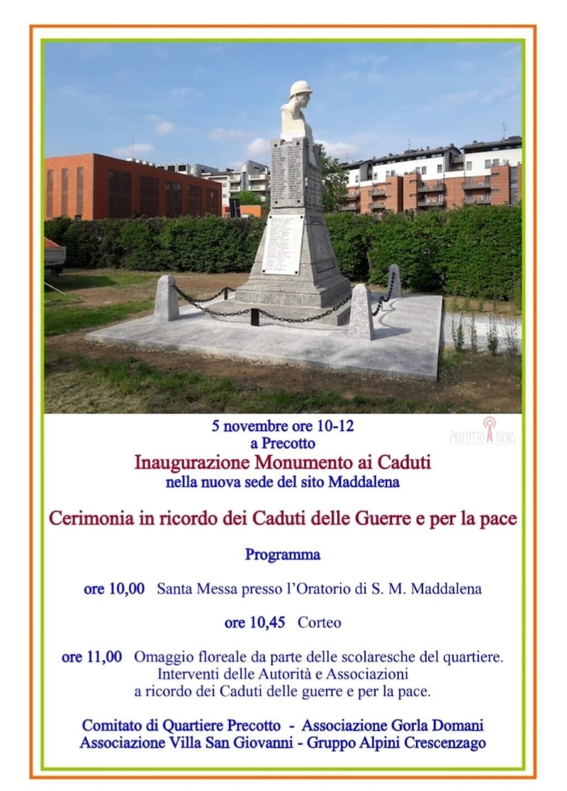 Programma inaugurazione monumento